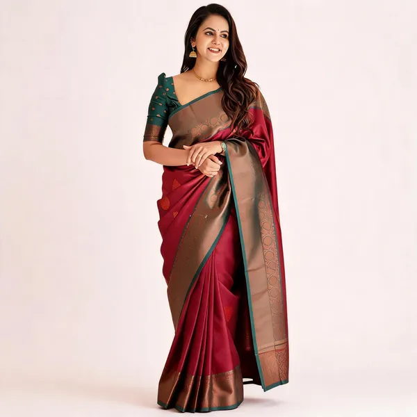 MF_53_MARRON_SOFT_LICHI_SILK_SAREE