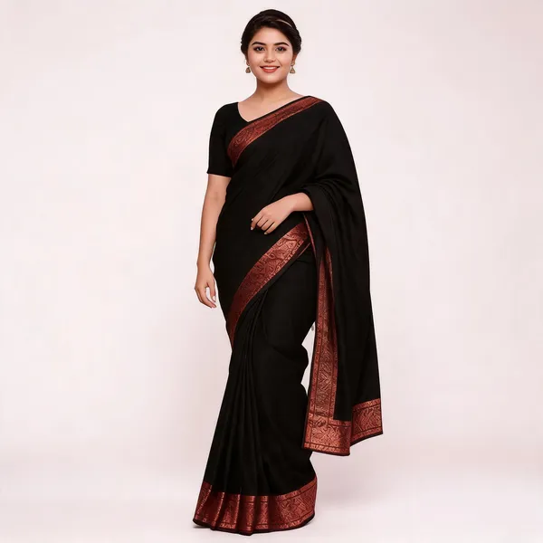 MF_83_BLACK_SOFT_LICHI_SILK_SAREE