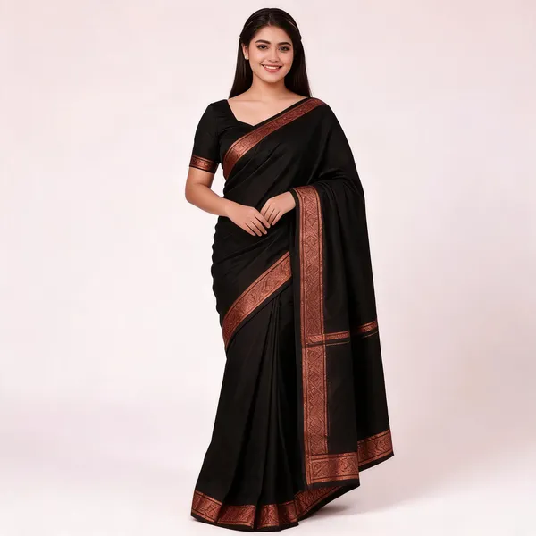 MF_83_BLACK_SOFT_LICHI_SILK_SAREE