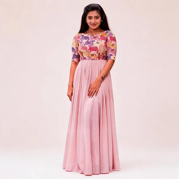 PC_413_Pink_Handwork_&_Kalamkari_Print_Gown