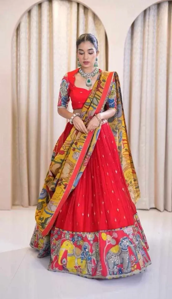 PC_455_Red_Kalamkari_Print_Lehenga