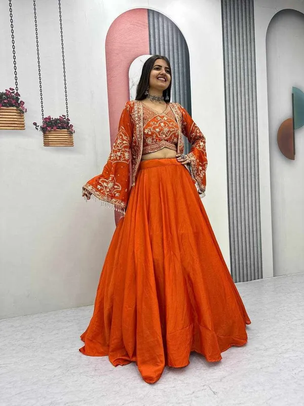 PC_565_New_Modern_Embroidered_Orange_Lehnga_With_Jacket