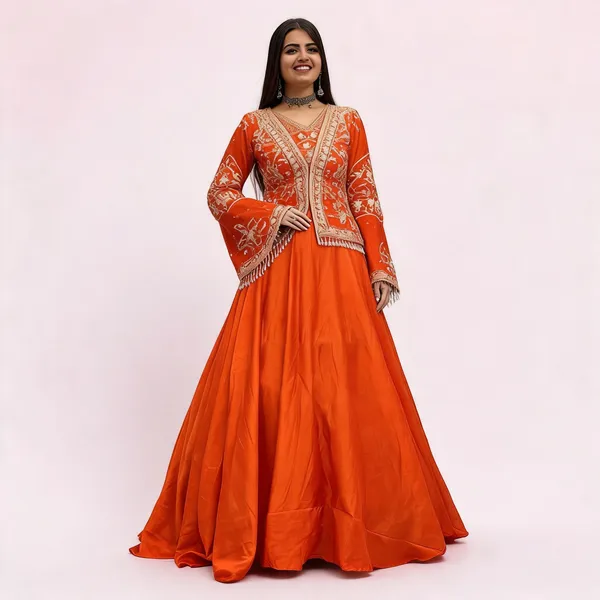 PC_565_New_Modern_Embroidered_Orange_Lehnga_With_Jacket