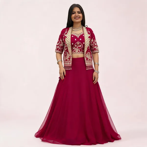 PC_566_Beautiful_Lahenga_With_Embroidered_Jacket_Red_Colour
