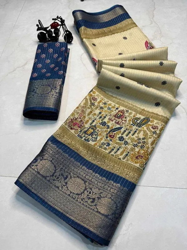 PIYU_1044_RECCO_HATHI_Blue_Saree