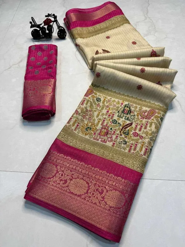 PIYU_1044_RECCO_HATHI_Pink_Saree