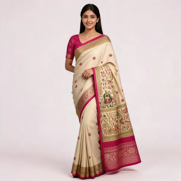 PIYU_1044_RECCO_HATHI_Pink_Saree