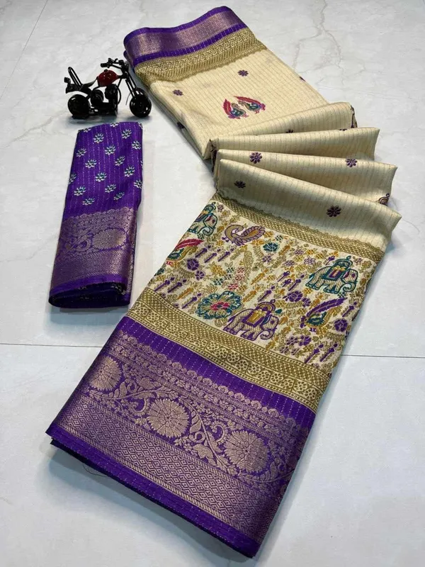 PIYU_1044_RECCO_HATHI_Purple_Saree