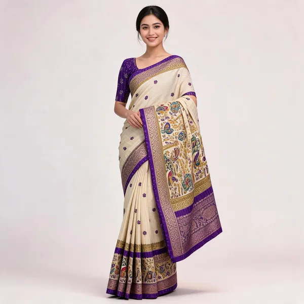 PIYU_1044_RECCO_HATHI_Purple_Saree