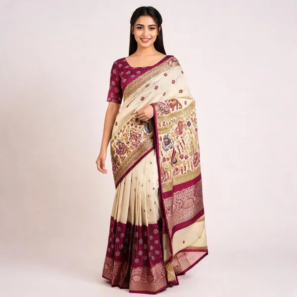 PIYU_1044_RECCO_HATHI_Wine_Saree