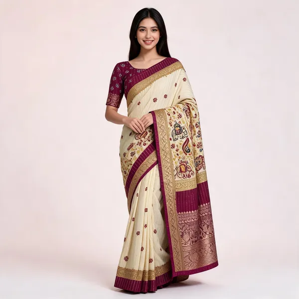 PIYU_1044_RECCO_HATHI_Wine_Saree
