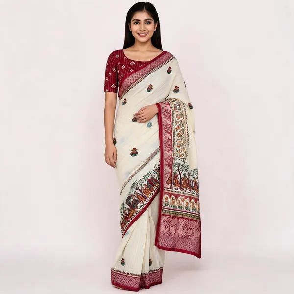 PIYU_1045_RECCO_KALASH_Red_Saree