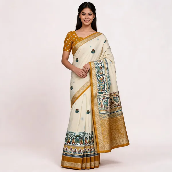 PIYU_1045_RECCO_KALASH_Yellow_Saree