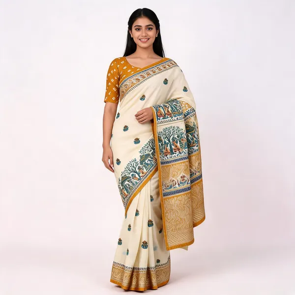 PIYU_1045_RECCO_KALASH_Yellow_Saree