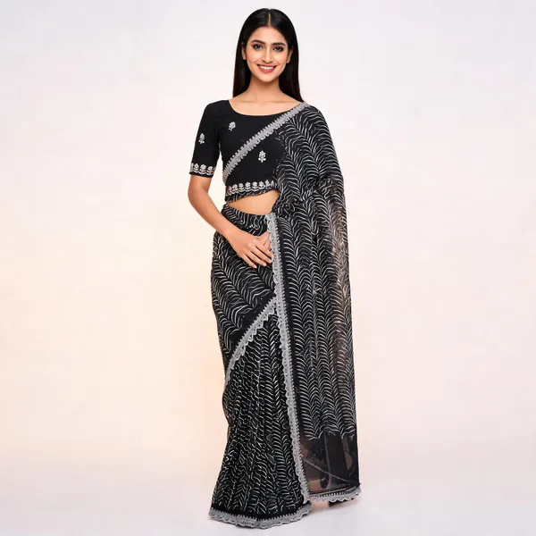 PIYU_1046_CODING_LASE_Black_Saree