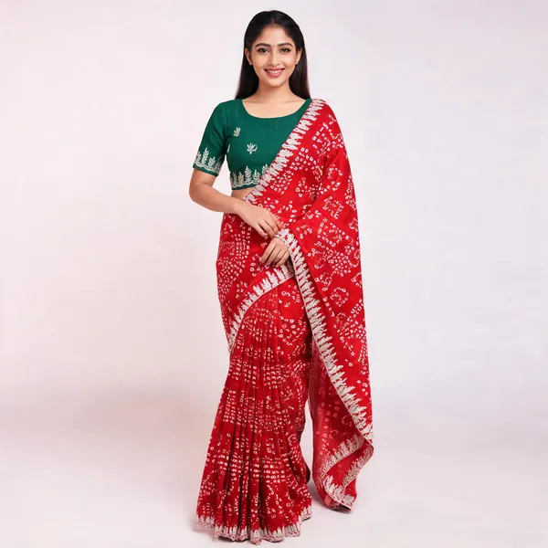 PIYU_1052_KHAJURI_BORDER_RED_SAREE