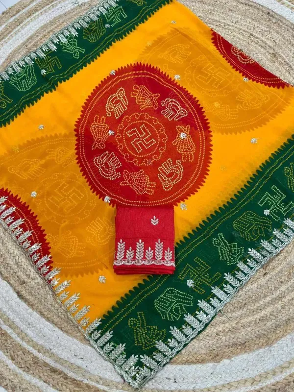 PIYU_1055_KHAJURI_BORDER-4_YELLOW-GREEN_SAREE
