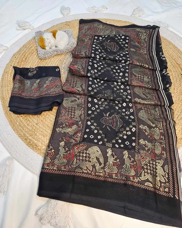 PIYU_P1003_Patola_Style_Black_Saree
