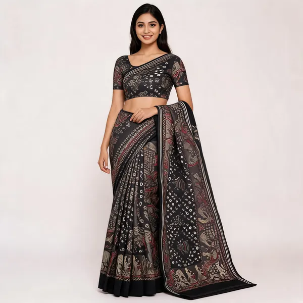 PIYU_P1003_Patola_Style_Black_Saree