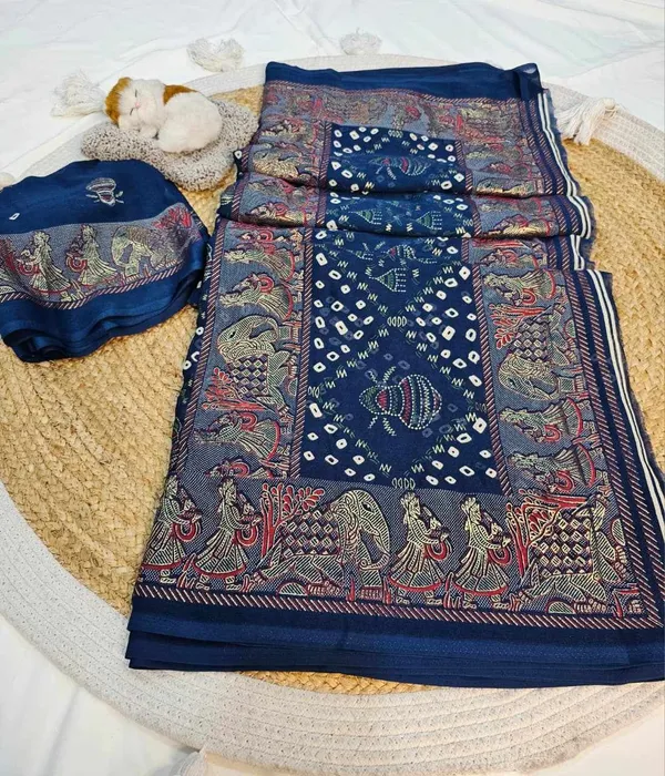 PIYU_P1003_Patola_Style_Blue_Saree