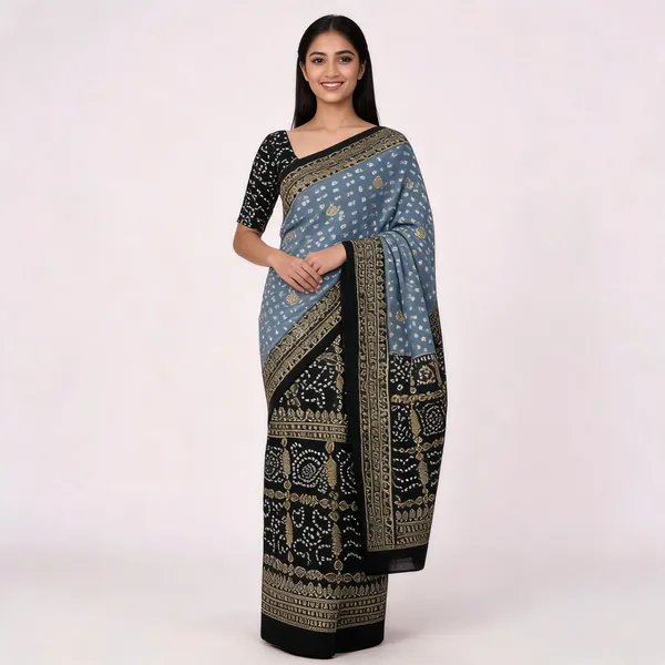 PIYU_P1004_Patola_Style_Grey_Saree