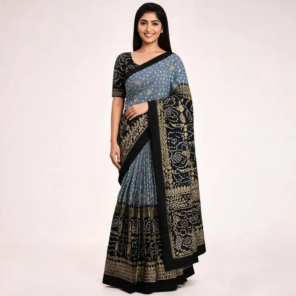 PIYU_P1004_Patola_Style_Grey_Saree