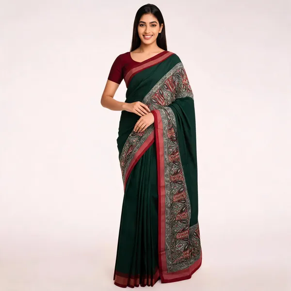 PIYU_P1012_Pen_Kalamkari_Design_Saree