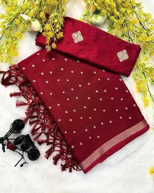 PIYU_P1014_Dot_bandhani_Maroon_Saree