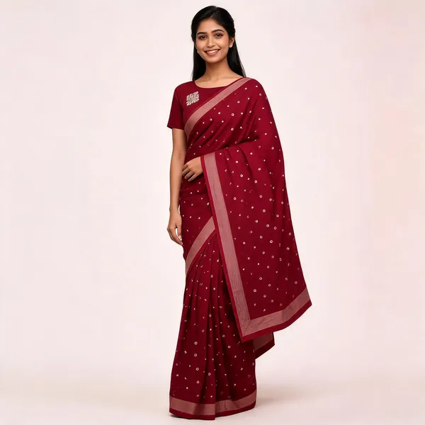 PIYU_P1014_Dot_bandhani_Maroon_Saree