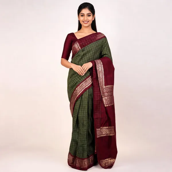 PIYU_P1018_Bentex_Mehndi_Colour_Saree