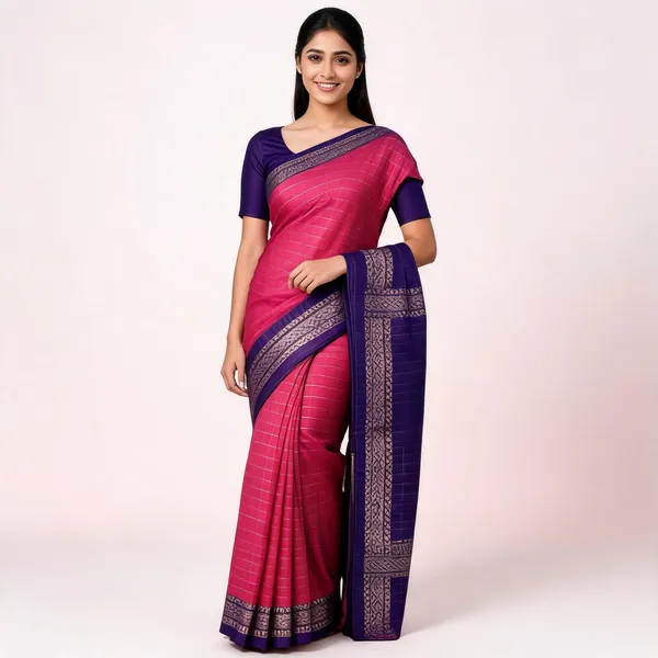 PIYU_P1018_Bentex_Pink_Saree