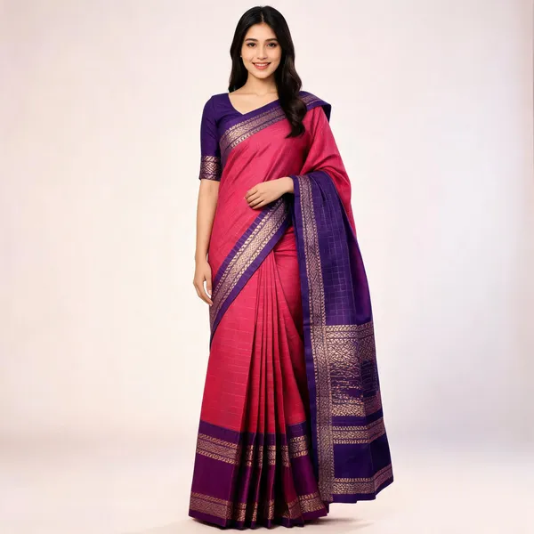 PIYU_P1018_Bentex_Pink_Saree