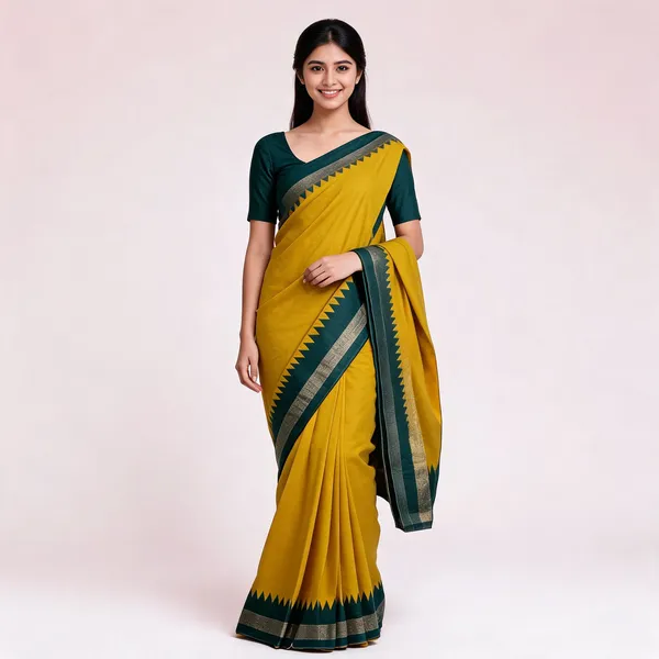 PIYU_P1019_New_Designer_Wear_Yellow-Green_Saree