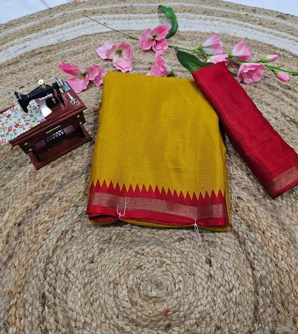 PIYU_P1019_New_Designer_Wear_Yellow-Red_Saree