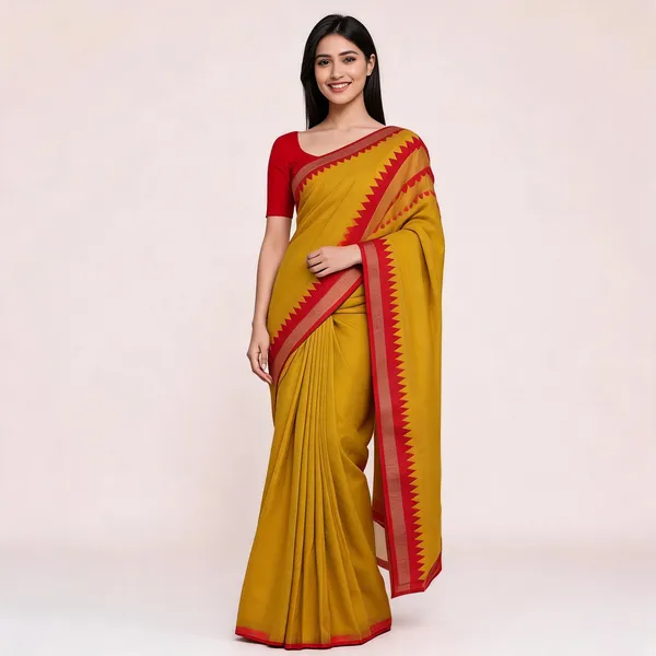 PIYU_P1019_New_Designer_Wear_Yellow-Red_Saree