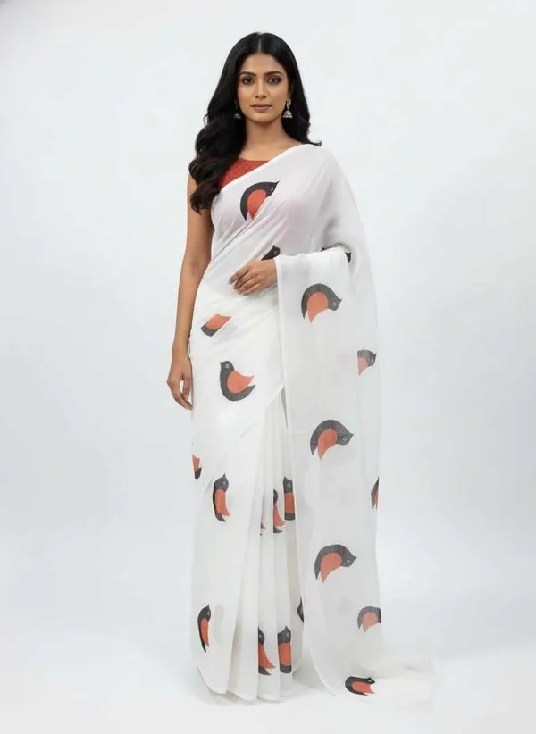 PIYU_P1025_White_Classic_Saree
