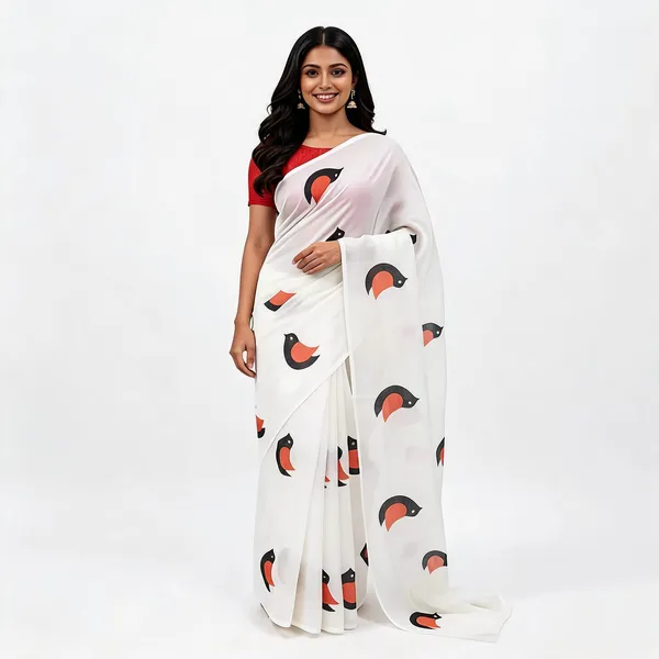 PIYU_P1025_White_Classic_Saree