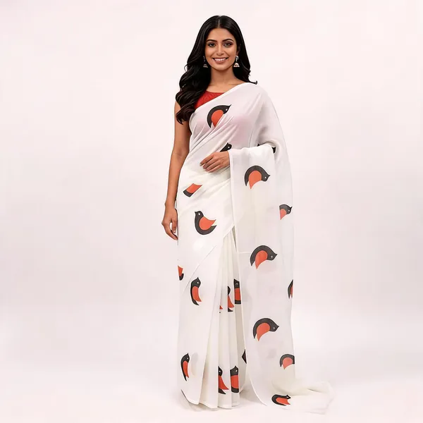 PIYU_P1025_White_Classic_Saree