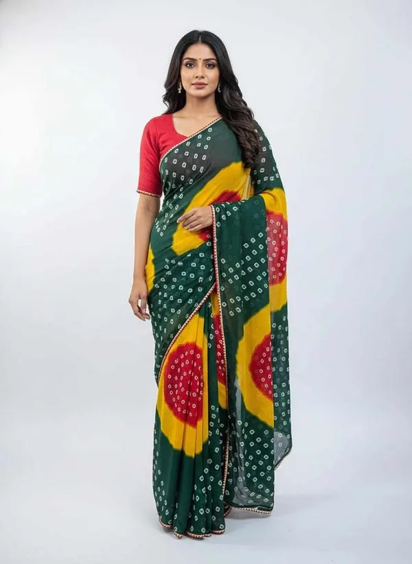 PIYU_P1027_PIRAMIT_BANDHANI_Green_Saree