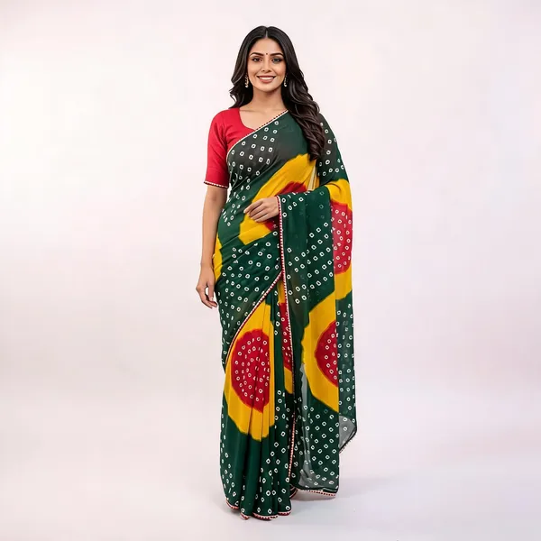 PIYU_P1027_PIRAMIT_BANDHANI_Green_Saree