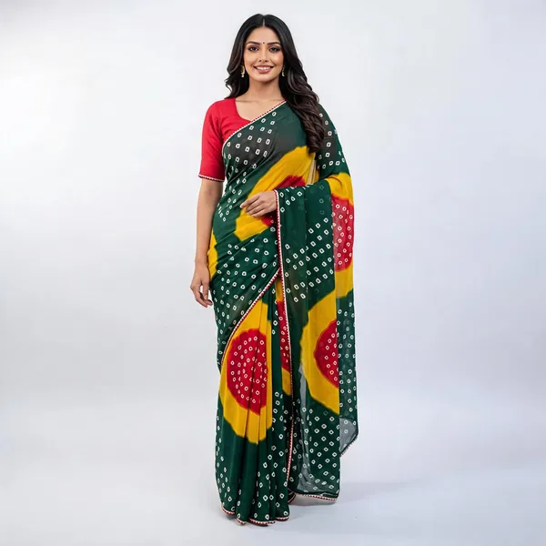 PIYU_P1027_PIRAMIT_BANDHANI_Green_Saree