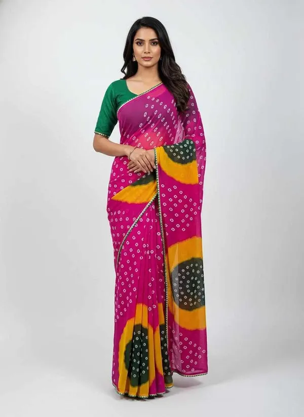 PIYU_P1027_PIRAMIT_BANDHANI_Pink_Saree