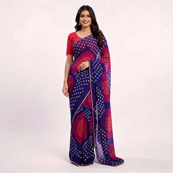 PIYU_P1027_PIRAMIT_BANDHANI_Purple_Saree