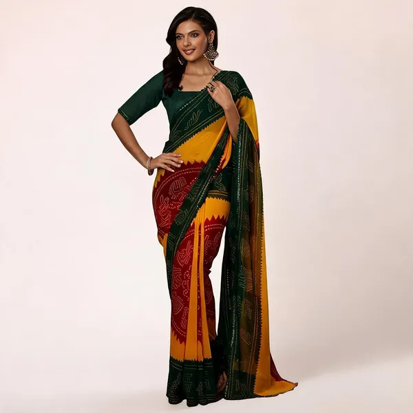 PIYU_P1031_GOLA_BANDHANI_Red_Saree