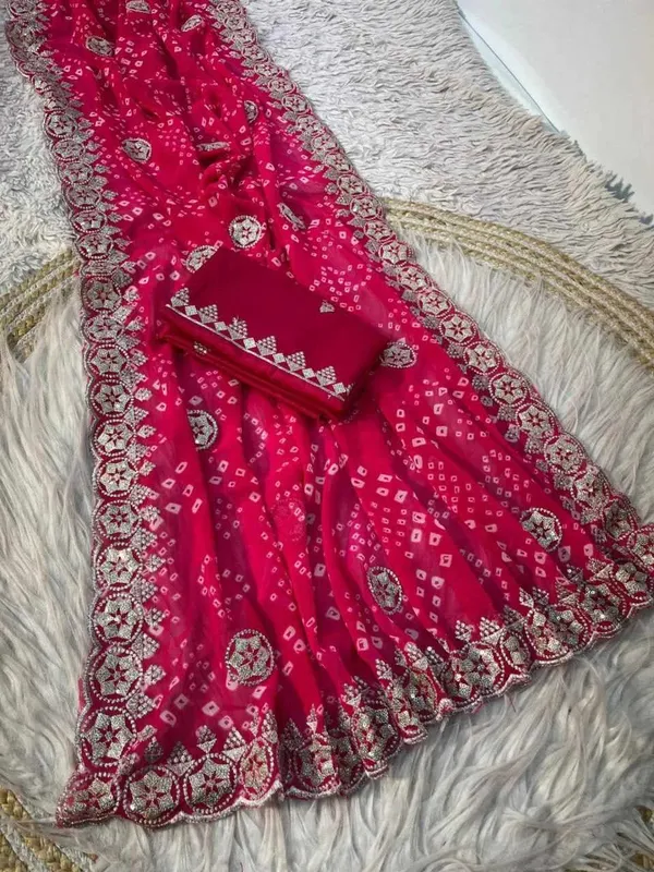 PIYU_P1032_BANDHANI_Pink_Saree