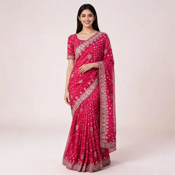 PIYU_P1032_BANDHANI_Pink_Saree