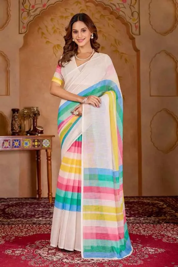 PIYU_P1039_White_rose_Saree