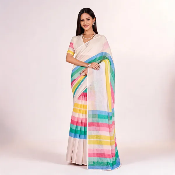 PIYU_P1039_White_rose_Saree