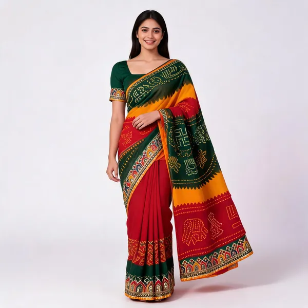PIYU_P1040_MALTI_LESS_Green_Saree