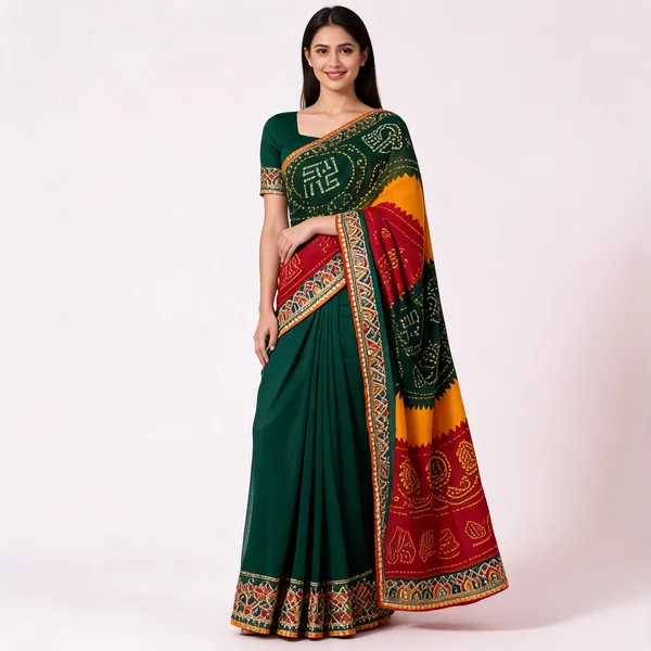 PIYU_P1040_MALTI_LESS_Green_Saree